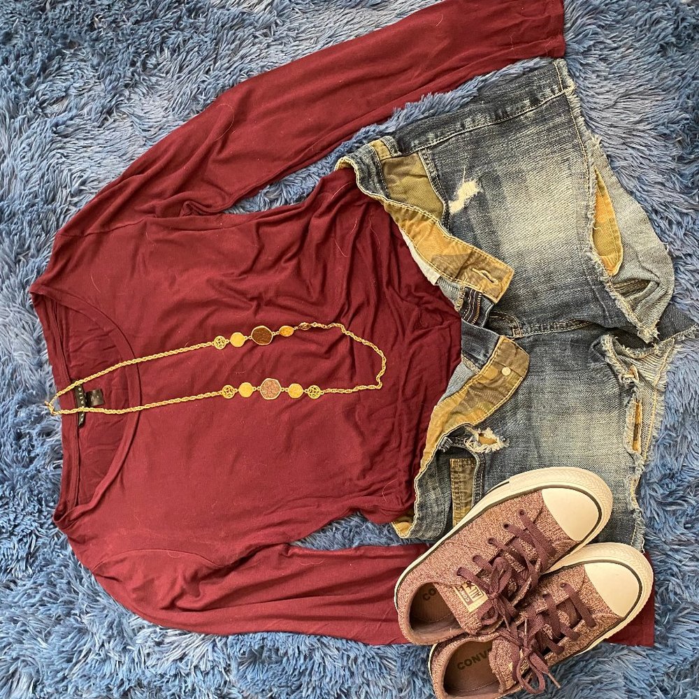 Attention Maroon Long Sleeve Shirt